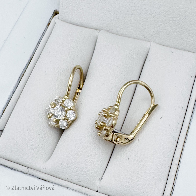 Žluté zlato dívčí náušnice na klapku